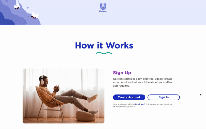 Animated Unilever prototype demonstrating micro-interaction & animation